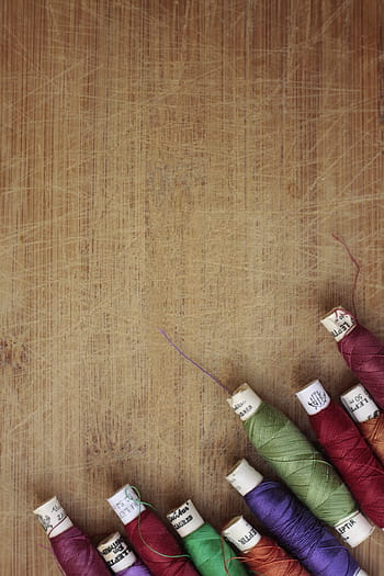 assorted-color threads, needle, rope, knit, clothing, needlework, wooden, handcraft, fibre, clothes, sewing