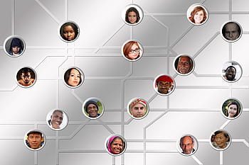 assorted, round photo, person, gray, background, System, Network, Digitization, News, personal, figures