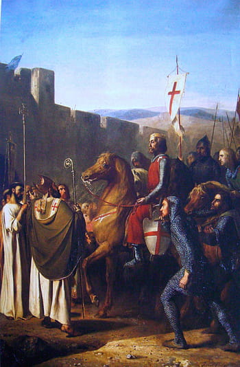 baldwin, boulogne, entering, 1098, Baldwin of Boulogne, Edessa, Crusades, army, art, painting, public domain