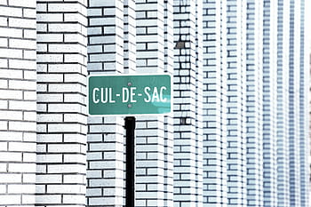 cul-de-sac sinalização rodoviária, arquitetura, fotografia, cul, de, sac, sinalização, cul-de-sac, placa de rua, branco, tijolos