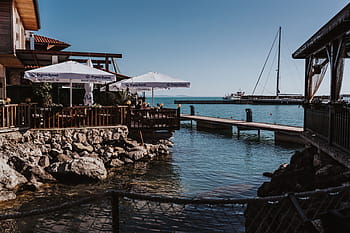 barcos de pesca atracados, puerto deportivo, viejo, ciudad, barcos de pesca, casco antiguo, Nessebar, Bulgaria, mar, verano, agua