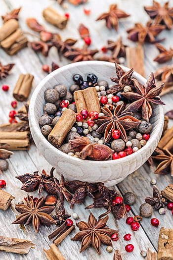 brown table decors, spice, bowl, cinnamon, food, cuisine, organic, pepper, indian, spicy, gourmet