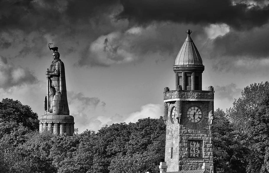Hamburg, věž, hindenburg, Zajímavosti, architektura, budova, historicky, památník, park, přistávací most, Černý a bílý