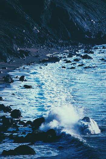 mořská pěna, pobřeží, Skála, během dne, fotografie, tělo, voda, oceán, moře, pláž, skály