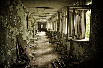 fotografie, prázdný, vrak, budova, pripyat, chernobyl, opuštěný, strašidelný, špinavý, starý, temný