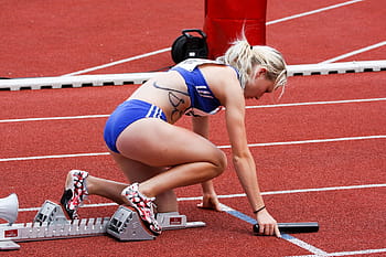 donna, preparazione, brani, relé, gara, Atletica, correre, sport, stadio, campo sportivo, concorrenza