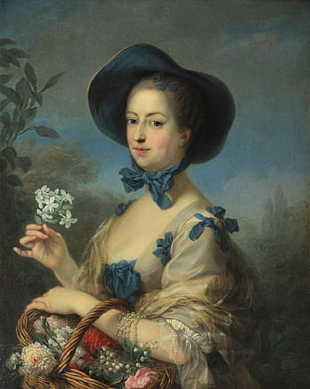 charles van loo, portrait, La peinture, huile sur toile, art, artistique, talent artistique, femme, femelle, fleur, à l'extérieur