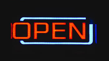 open led sign, red, white, open, led, signage, sign, neon, store, shop, shopping