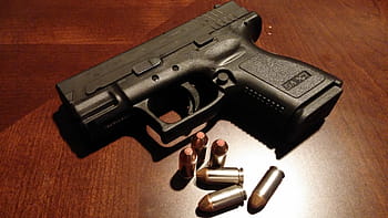 black, semi-automatic, pistol, bullets, table, handgun, firearms, gun, weapons, concealed, weapon