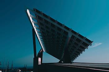 black, metal, solar, panel, daytime, architecture, building, infrastructure, blue, sky, universal forum of cultures