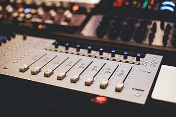 gray audio mixer, close, view, gray, audio, mixer, music, recording, instrument, equipment, studio