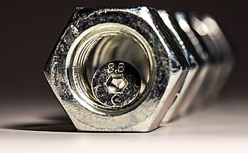 dadi di metallo grigio, Noce, vite, macro, riflessi, metallo, Allen, ferro, fissaggio, dado esagonale, filo