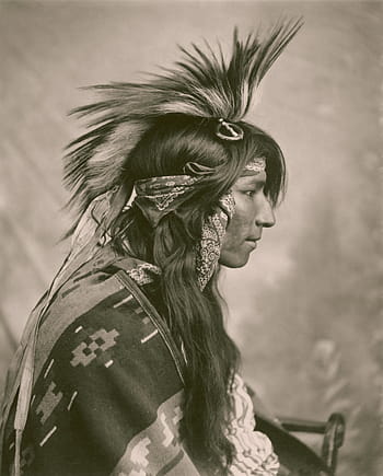 native american portrait, indian, person, vintage, cree, saskatchewan, canada, 1903, canadian, headdress, feather