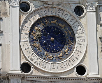 round, white, concrete, zodiac sign emboss decor, sun dial, zodiac, astronomy, astrology, clock, time, italy