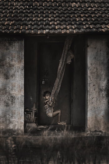 fotografie, chlapec, kyvné, houpací sít, lidé, dítě, chudoba, chudý, Dům, Domov, sama