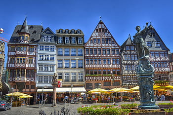 frankfurt, hesse, Německo, römerberg, Zajímavosti, staré Město, vazník, fachwerkhaus, památník, mezník, architektura