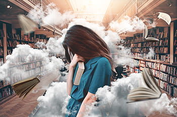 žena, knihovna, knih, studie, číst, znalost, literatura, historicky, rezervovat, Učit se, vzdělání