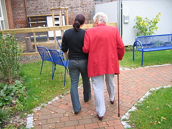 žena, Černá, svetr, závislý, demence, starý, stáří, alzheimerovou chorobou, domov důchodců, péče o seniory, domov starých lidí