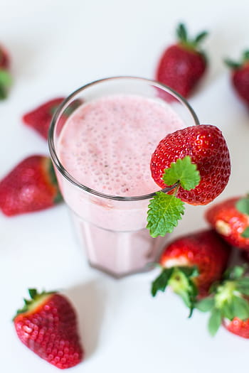 capsuni de menta de capsuni, căpșună, mentă, milkshake, a închide, colorat, băutură, de casă, căpșune, fundal alb, fruct