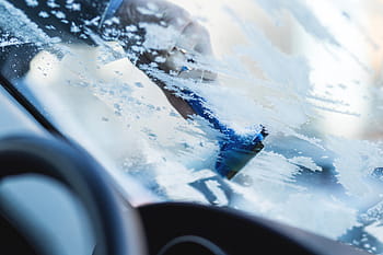 nepojmenovaná, abstraktní, sníh, zimní, auto, přeprava, čelní sklo, modrý, odraz, řízení, detail