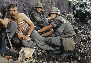 병사들, 좌석, 바닥, 경향, 벽, 군, 베트남 전쟁, 우리 병사가 부상당했습니다., 1967 년, 해병대, 미국