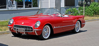 classico, rosso, convertibile, coupe, parcheggiata, Casa, auto, chevrolet, corvetta, Stati Uniti d'America, mostrare