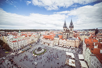 tua, Alun-Alun Kota Tua, Praha, Republik Ceko, arsitektur, Gereja Bunda Allah sebelum Tý, kota, awan, ceko, eropa, kota tua