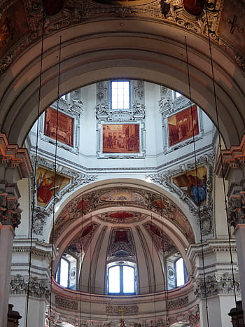 Salzburg Cathedral, Cathedral, Church, cathedral, church, roman catholic, italy, baroque building, nave, historic preservation, unesco world heritage, historic centre