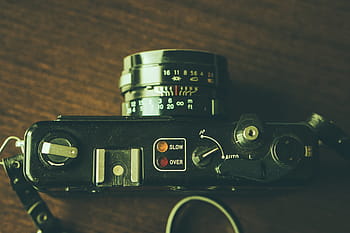 Černá, Fotoaparát, stůl, dslr, horní, objektiv, fotografování, slr, nikdo, technologie, detail
