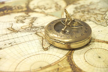 šedá, ocelový kompas, mapa, detailní, fotografie, mapa světa, kompas, antický, navigace, trasa, severní