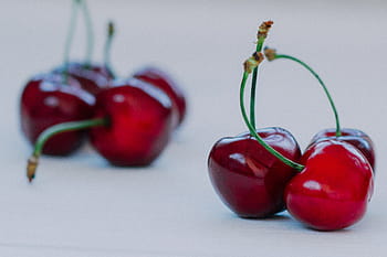 cherries, white, surface, close, red, fruits, healthy, food, food and drink, fruit, healthy eating