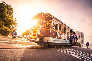 輝く、 サンフランシスコ、 ケーブル、 車、 太陽、 象徴的な、 サンフランシスコのケーブルカー、 カリフォルニア、 都市、 横断歩道、 アイコン