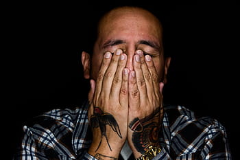 man, tattoos, hands, in his hands, people, men, senior Adult, one Person, portrait, adult, human Face