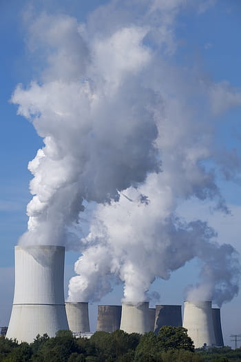 bílý, kouř, příchod, elektrárna, průmysl, jaderná elektrárna, komín, průmyslový závod, znečištění, ochrana životního prostředí, technologie