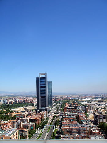 madrid, bussines, avenue, architecture, city, urban landscape, travel, sky, blue, building, madrid from the air