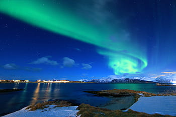 de Nord, lumini, cer, amurg, lumina Nordului, Norvegia, arctic, borealis, verde, iarnă, peisaj
