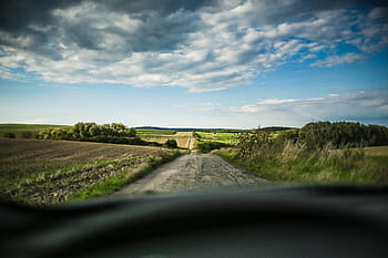 solitario, carretera, Lonely Road, Medio, Campos, automóviles, República Checa, Moravia, Escena rural, naturaleza, paisaje
