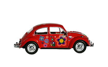 vícebarevný, květinový, Červené, volkswagen brouk kupé, volkswagen, volkswagen brouk, auto, vozidlo, automobil, vinobraní, přeprava