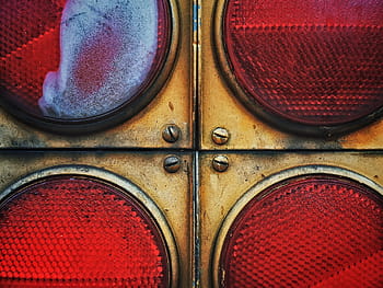 vier rote Rücklichter, schließen, Makro, Einzelheiten, rot, Nahansicht, Kreis, Schraube, runden, halt, Licht