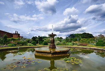 hnědý, venkovní, kašna, během dne, Pozadí, Krásná, architektura, krása, modrý, britský, kardinál