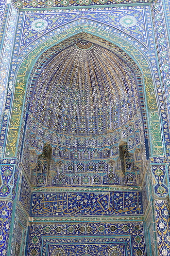 Uzbekistán, samarkand, mešita, střední Asie, mauzoleum, islám, historicky, shohizinda, pohřebiště, hrob, keramický