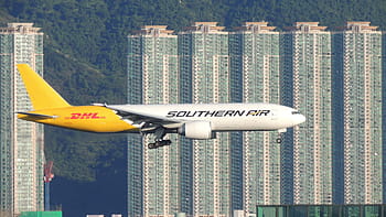 stoupající, dhl, jižní, dopravní letadlo, hongkong, letoun, cestovat, letiště, Asie, architektura, let