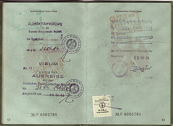 zöld ausreise könyv, útlevél, Vízum, ddr, Szövetségi Köztársaság. \ t, Németország, régi papír, dokumentum, utazás, memória, múlt