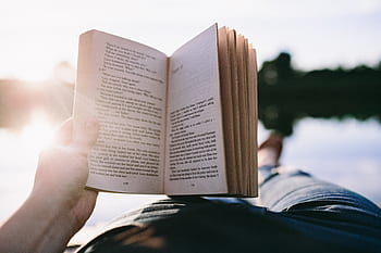 insanlar, yaz, kitap, açık defter, zaman, okuma kitabı, göl, eski iskele, akşam, Büyülü saat, ahşap iskele