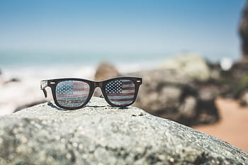 lucu, usa america flag, AS, Amerika, Bendera, Retro, Kacamata hitam, aksesori, california, mode, kesenangan