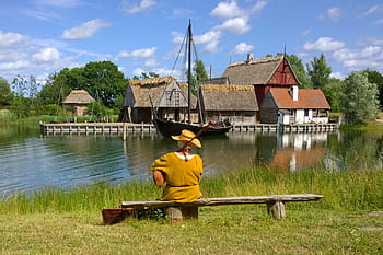 středověký, Dějiny, Dánsko, vesnice, budova