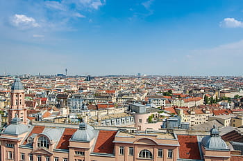 letecký, fotografie, město, panoráma, Vídeň, Rakousko, Pohled, budova, architektura, cestovní ruch, panoráma města