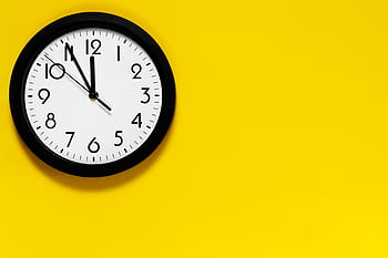 clock, yellow, pointer, background, wallpaper, time of, uni, second, hour, minute, time