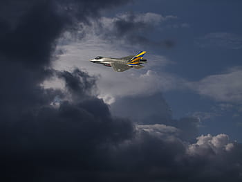 šedá, stíhačka, clu, mraky, dramatické mraky, proud, lockheed martin f 35, letadlo, letectvo, prát se, létat