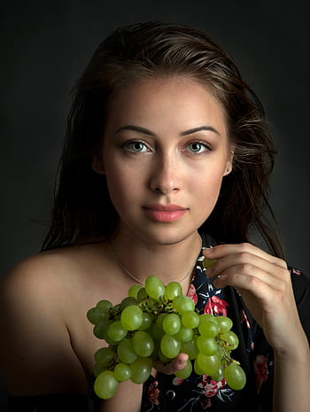 girl, grapes, beauty, eating, fruit, diet, raw, food, slimming, youth, health